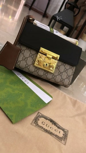 Guccii Padlock Shoulder Bag with Double OG Box Dust Bag (Orange) (Scentiq)AV174