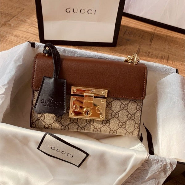 Guccii Padlock Shoulder Bag with Double OG Box Dust Bag (Orange) (Scentiq)AV173