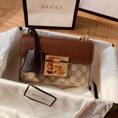 Guccii Padlock Shoulder Bag with Double OG Box Dust Bag (Orange) (Scentiq)AV173