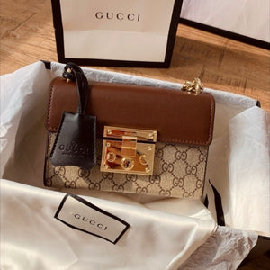 Guccii Padlock Shoulder Bag with Double OG Box Dust Bag (Orange) (Scentiq)AV173