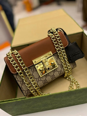 Guccii Padlock Shoulder Bag with Double OG Box Dust Bag (Orange) (Scentiq)AV173
