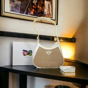 Pradaa Jute Shoulder Bag with OG Box & Dust Bag (White) (Scentiq)AV271
