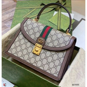 Guccii Ophidiaa GG Supreme Top Handle Bag with Box Big Size(Scentiq)AV171