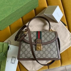 Guccii Ophidiaa GG Supreme Top Handle Bag with Box Big Size(Scentiq)AV171