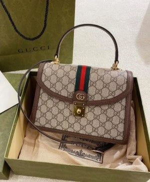 Guccii Ophidiaa GG Supreme Top Handle Bag with Box Big Size(Scentiq)AV171